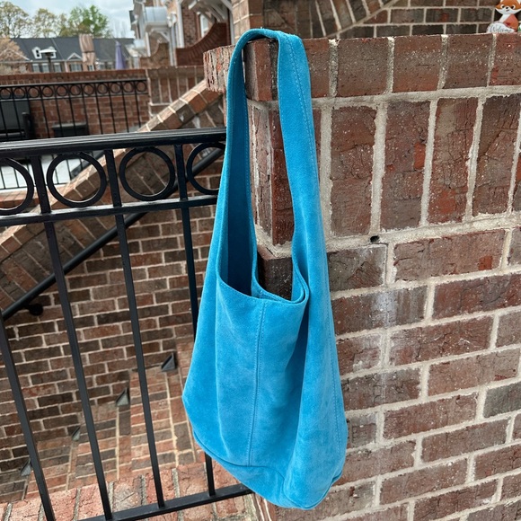 Blue Suede Shoulder Bag, Brand-Borse in Pelle- Women. - Picture 7 of 7